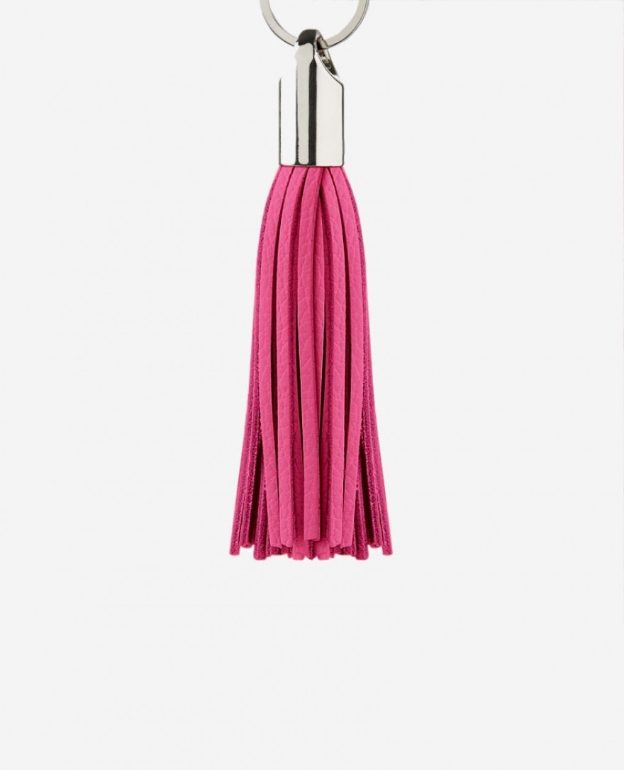 Porte clés à franges Fushia