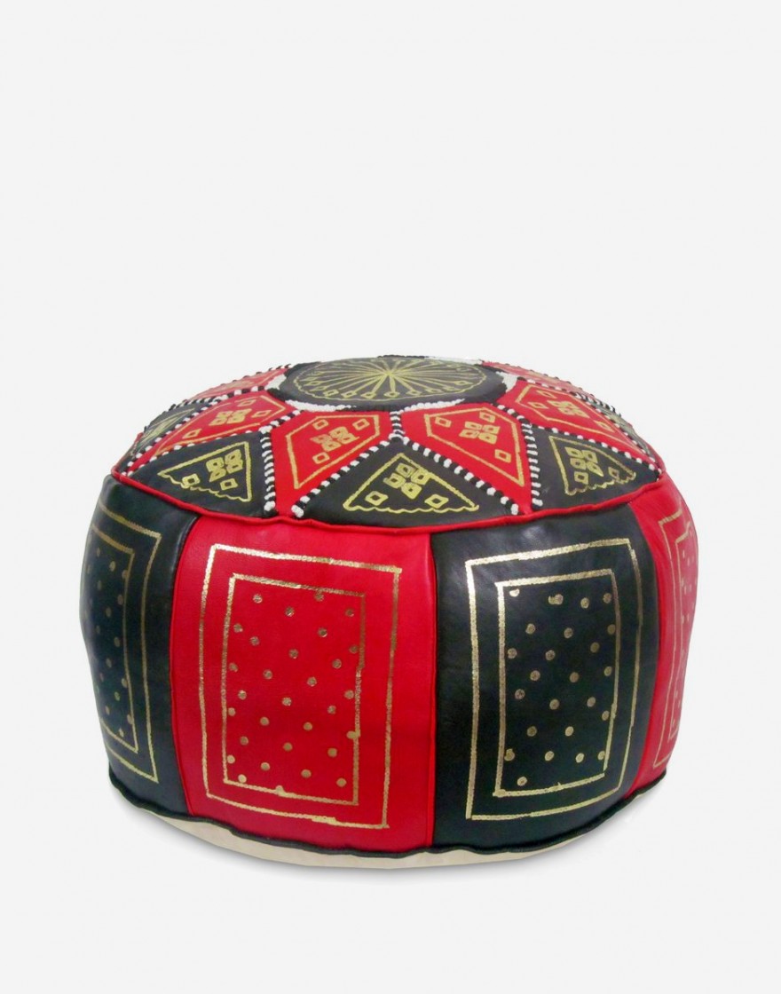 Pouf Marocain Rouge et Noir