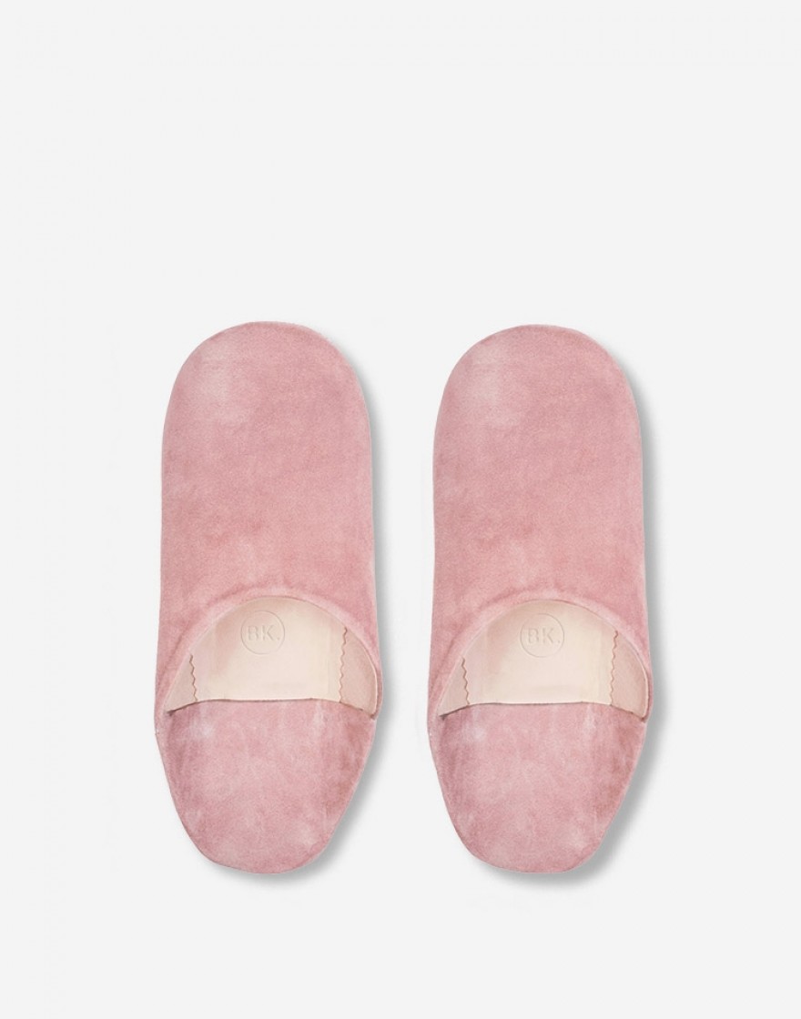 Babouche Ronde en Daim Rose