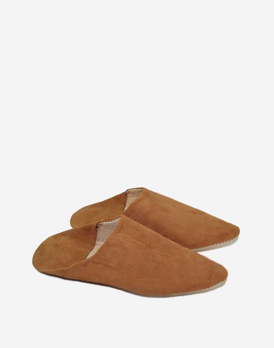 Babouche Pointue en Daim Camel