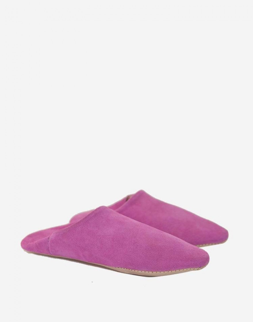 Babouche Pointue en Daim Fushia