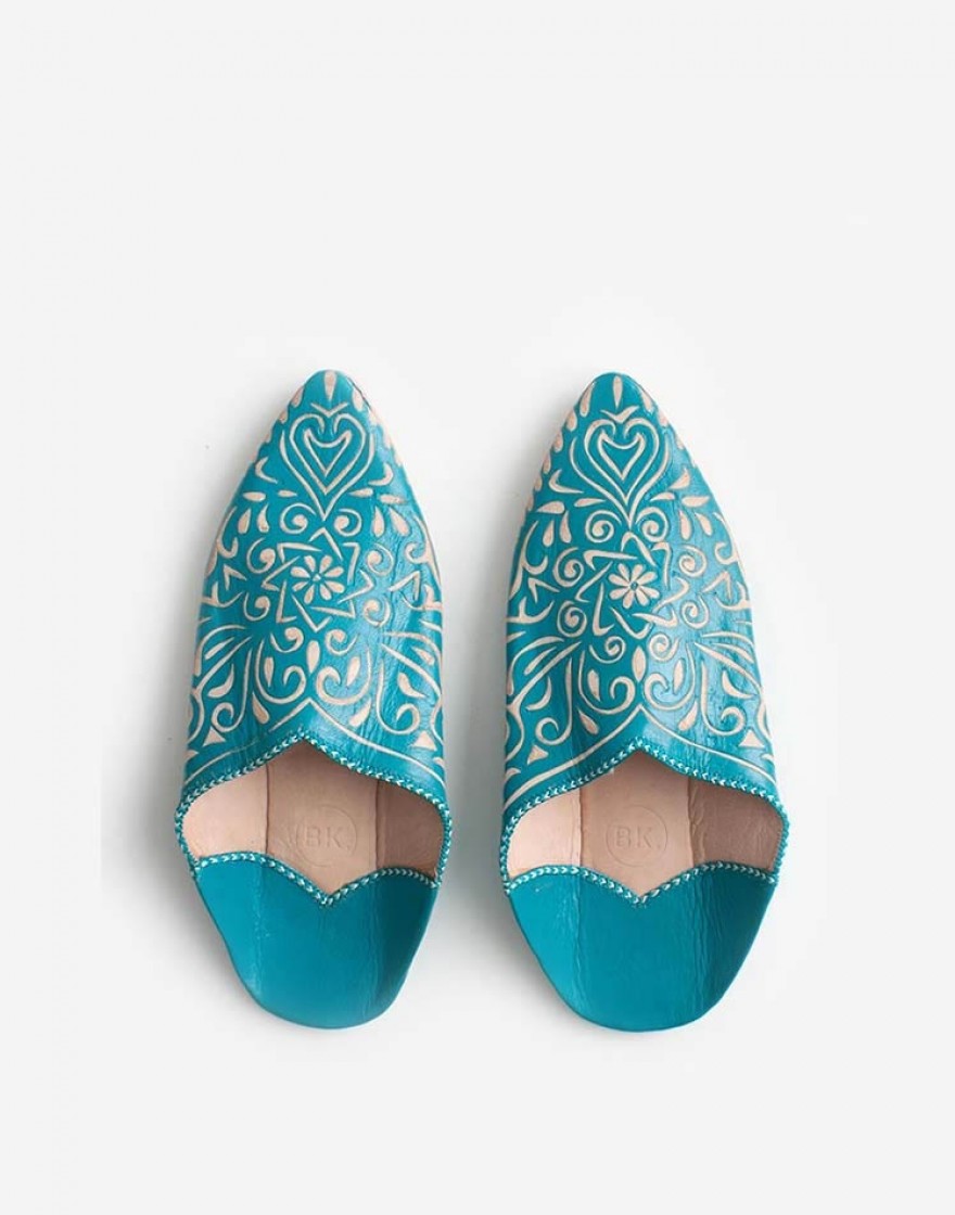 Babouche Farah Bleu Turquoise