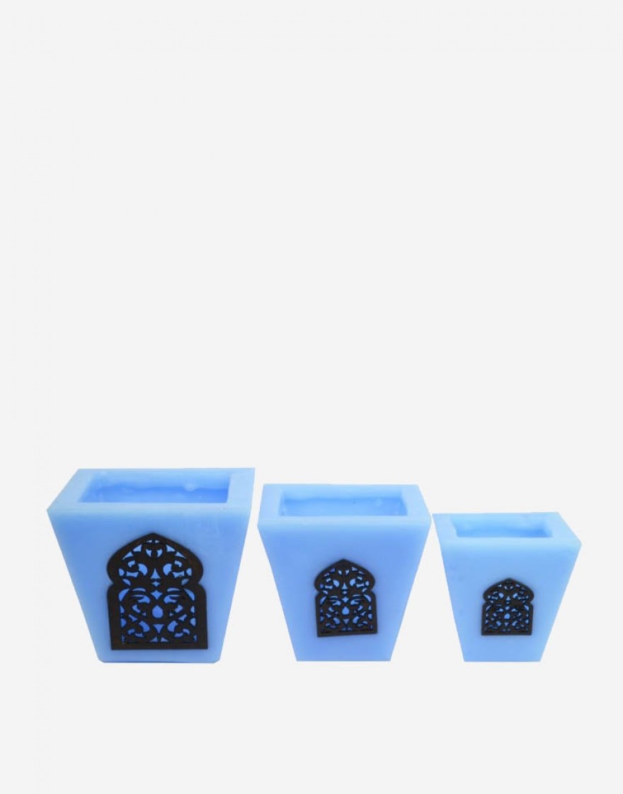 Set de 3 Photophores Marocains Bleu