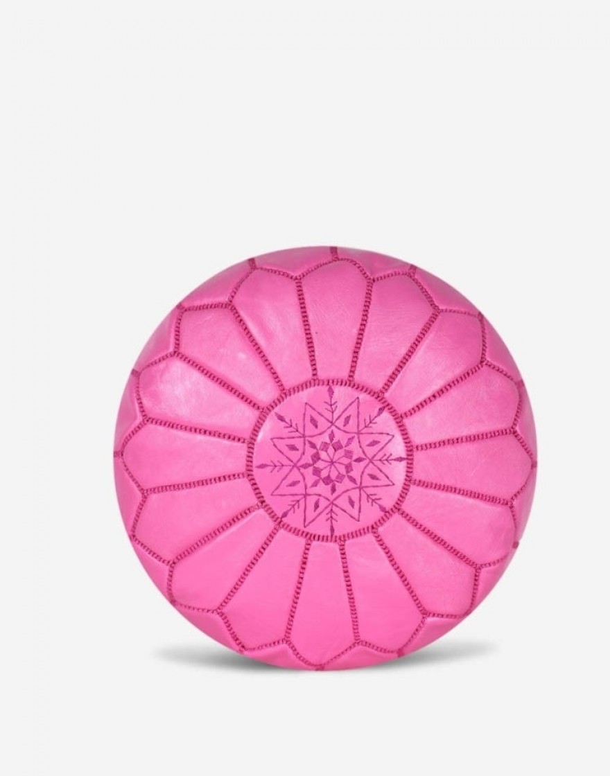 Pouf en Cuir Fushia