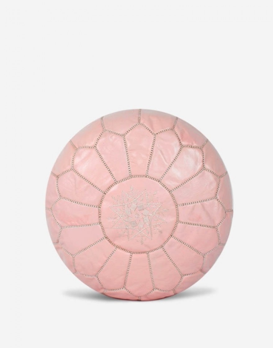 Pouf en Cuir Rose 