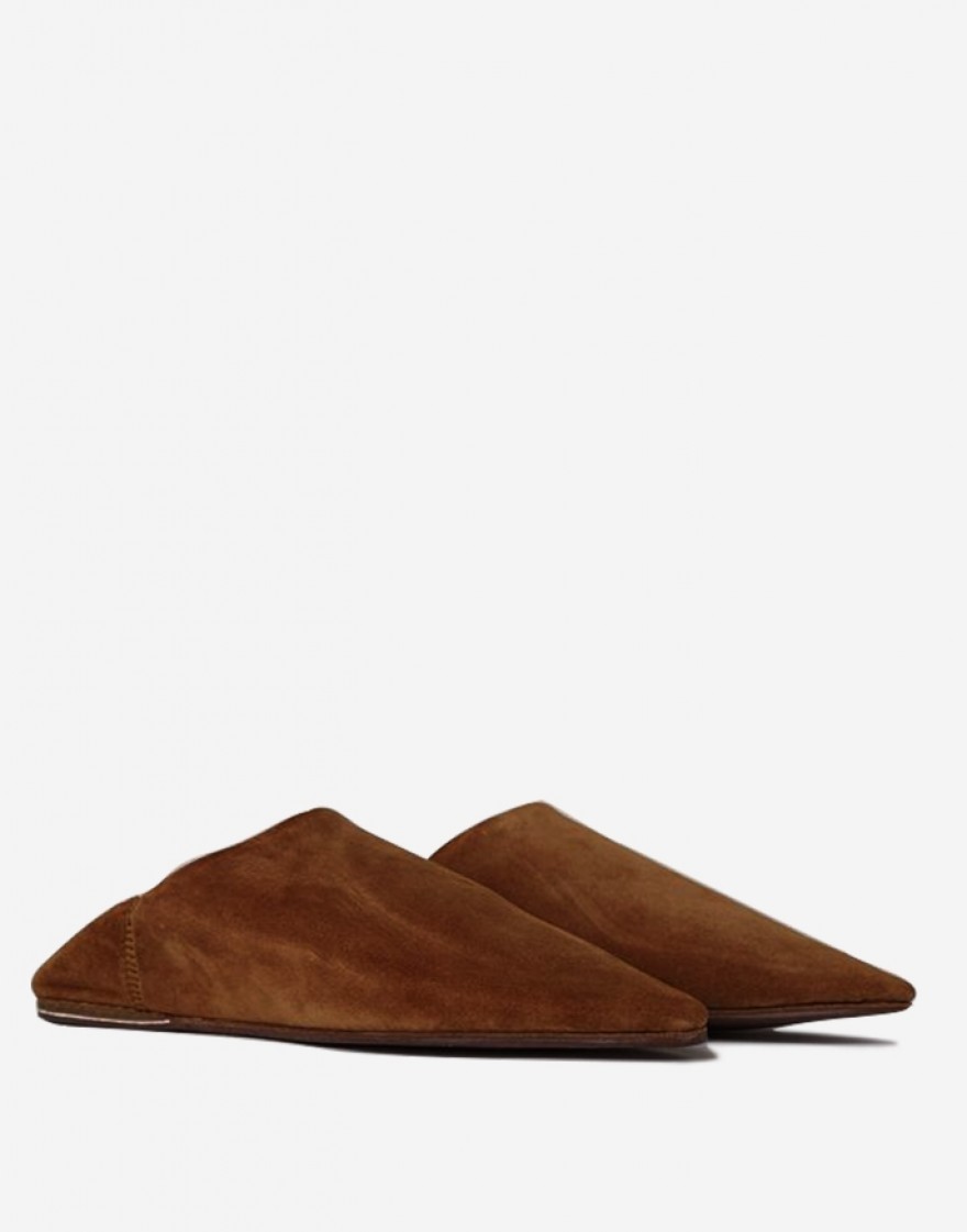 Babouche Fassi Daim Marron