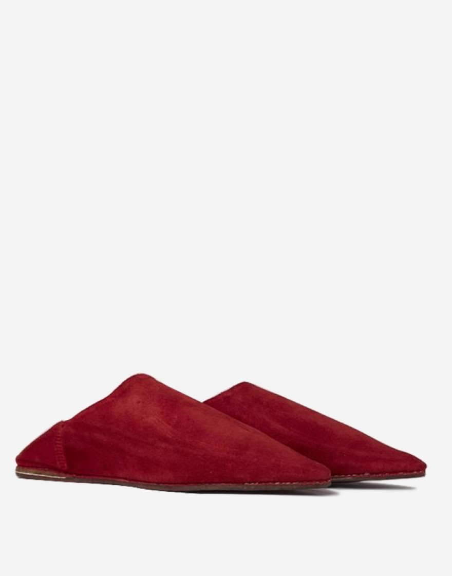 Babouche Fassi Daim Rouge