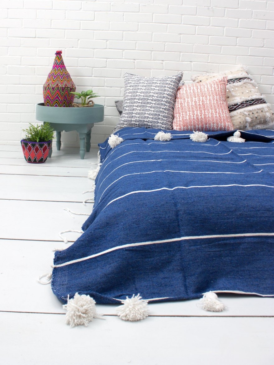 Couverture Marocaine Indigo