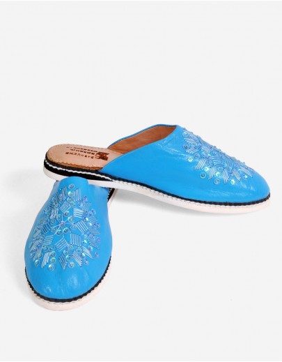 Babouche Chems Bleu Clair