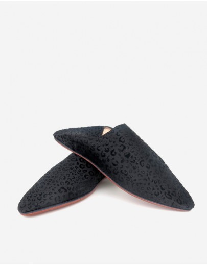 Babouche Léopard Noir