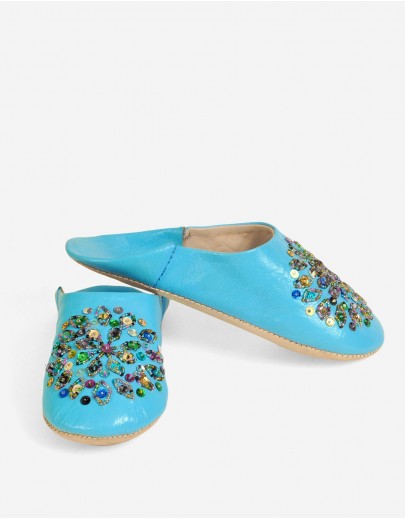 Babouche Lilya Bleu Clair
