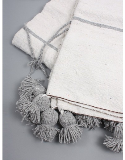 Couverture Berbère Blanche Rayée