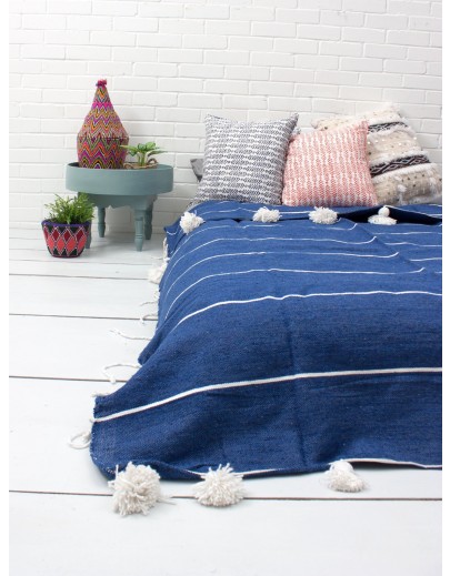 Couverture Marocaine Indigo