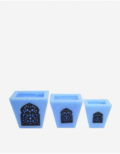 Set de 3 Photophores Marocains Bleu