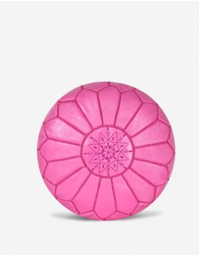 Pouf en Cuir Fushia