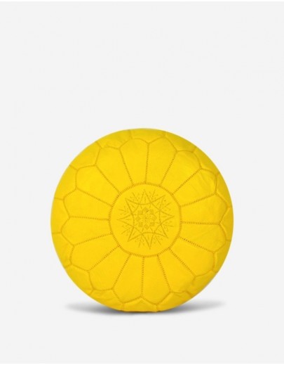 Pouf en Cuir Jaune