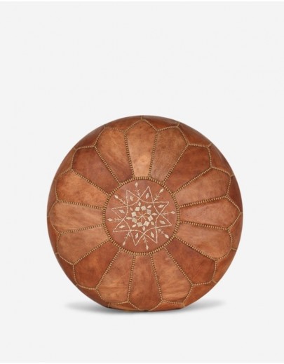 Pouf en Cuir Camel