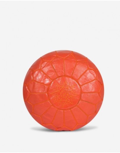 Pouf en Cuir Orange
