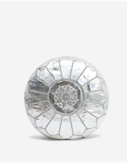 Pouf en Cuir Chrome