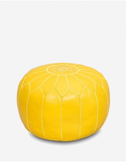 Pouf en Cuir Jaune