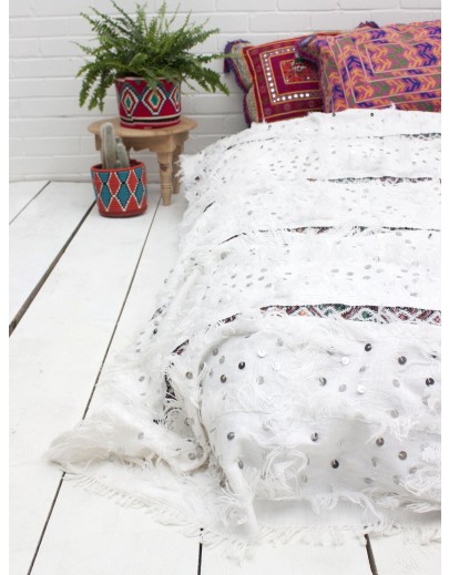 Couverture Handira Blanc et Kilim