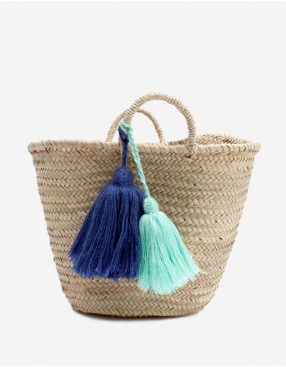 Panier à Pompons Bleu Pastel